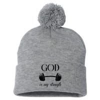 God Is My Strength Pom Pom 12in Knit Beanie