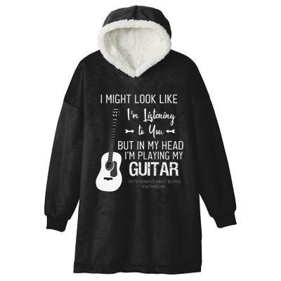 Guitarist I Might Look Like Im Listening to You Music Guitar Hooded Wearable Blanket