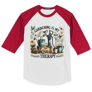 Gardening Is My Therapy Kids Colorblock Raglan Jersey