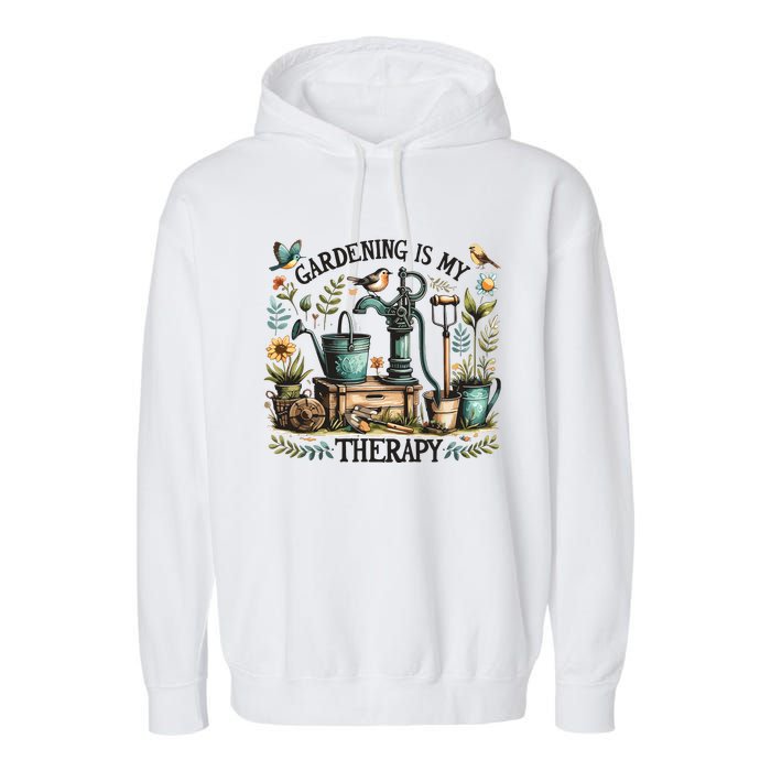 Gardening Is My Therapy Garment-Dyed Fleece Hoodie