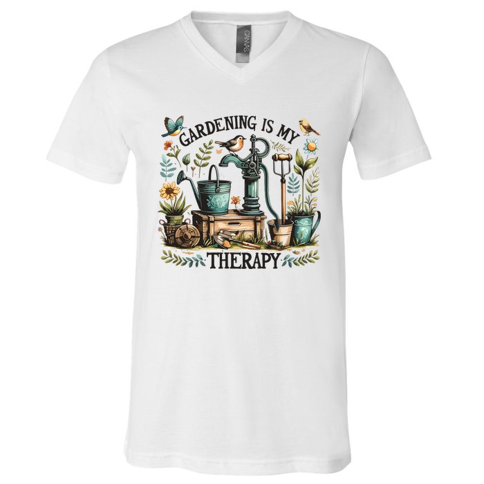 Gardening Is My Therapy V-Neck T-Shirt