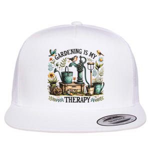 Gardening Is My Therapy Flat Bill Trucker Hat