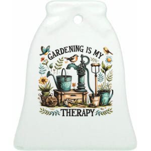 Gardening Is My Therapy Ceramic Bell Ornament