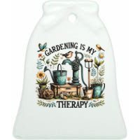 Gardening Is My Therapy Ceramic Bell Ornament