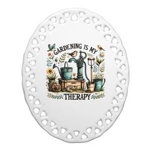 Gardening Is My Therapy Ceramic Oval Ornament