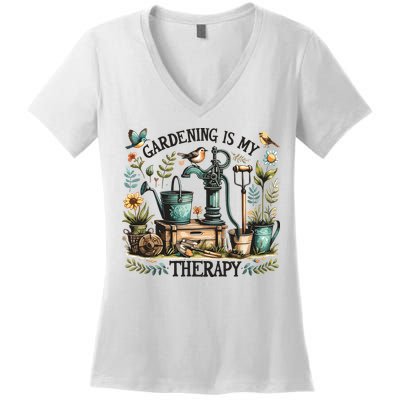 Gardening Is My Therapy Women's V-Neck T-Shirt