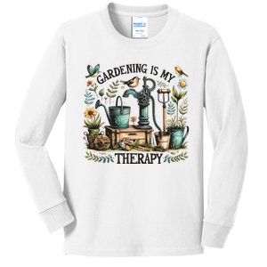 Gardening Is My Therapy Kids Long Sleeve Shirt