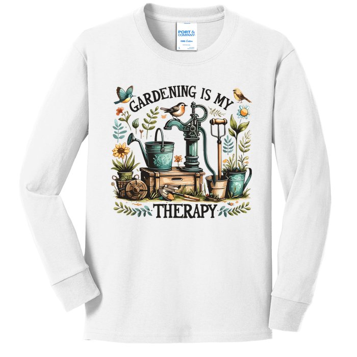 Gardening Is My Therapy Kids Long Sleeve Shirt