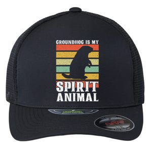 Groundhog Is My Spirit Animal Groundhog Day Funny Retro Flexfit Unipanel Trucker Cap