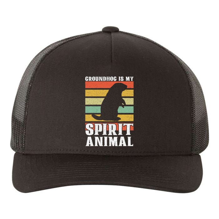 Groundhog Is My Spirit Animal Groundhog Day Funny Retro Yupoong Adult 5-Panel Trucker Hat