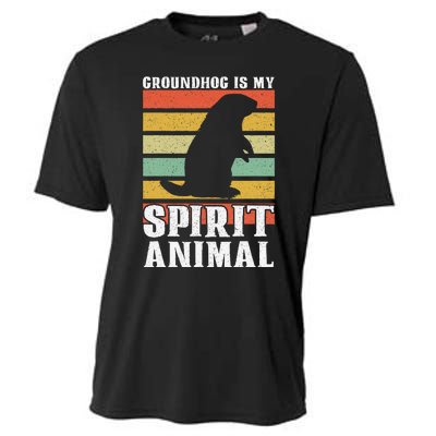 Groundhog Is My Spirit Animal Groundhog Day Funny Retro Cooling Performance Crew T-Shirt