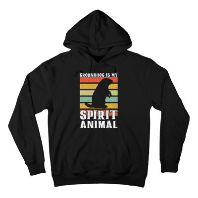 Groundhog Is My Spirit Animal Groundhog Day Funny Retro Hoodie