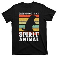 Groundhog Is My Spirit Animal Groundhog Day Funny Retro T-Shirt