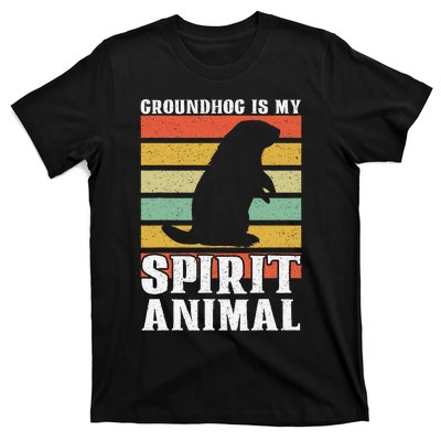 Groundhog Is My Spirit Animal Groundhog Day Funny Retro T-Shirt