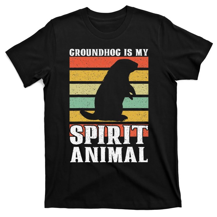 Groundhog Is My Spirit Animal Groundhog Day Funny Retro T-Shirt