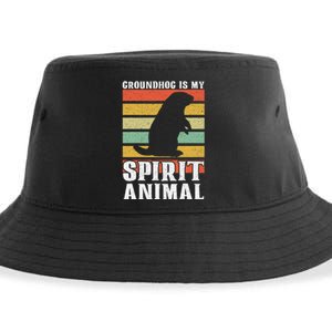 Groundhog Is My Spirit Animal Groundhog Day Funny Retro Sustainable Bucket Hat