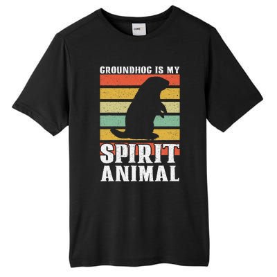 Groundhog Is My Spirit Animal Groundhog Day Funny Retro Tall Fusion ChromaSoft Performance T-Shirt