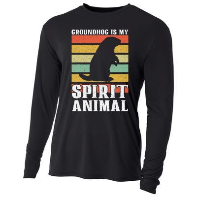 Groundhog Is My Spirit Animal Groundhog Day Funny Retro Cooling Performance Long Sleeve Crew