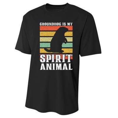 Groundhog Is My Spirit Animal Groundhog Day Funny Retro Performance Sprint T-Shirt