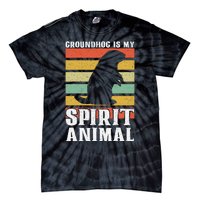 Groundhog Is My Spirit Animal Groundhog Day Funny Retro Tie-Dye T-Shirt