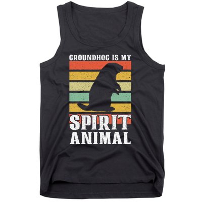 Groundhog Is My Spirit Animal Groundhog Day Funny Retro Tank Top