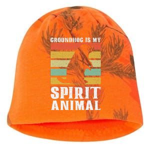 Groundhog Is My Spirit Animal Groundhog Day Funny Retro Kati - Camo Knit Beanie