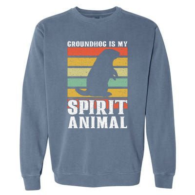 Groundhog Is My Spirit Animal Groundhog Day Funny Retro Garment-Dyed Sweatshirt