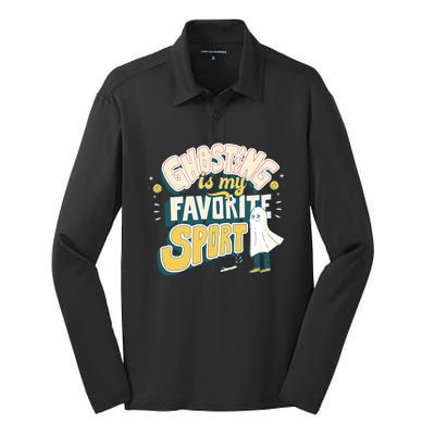 Ghosting Is My Favorite Sport Silk Touch Performance Long Sleeve Polo