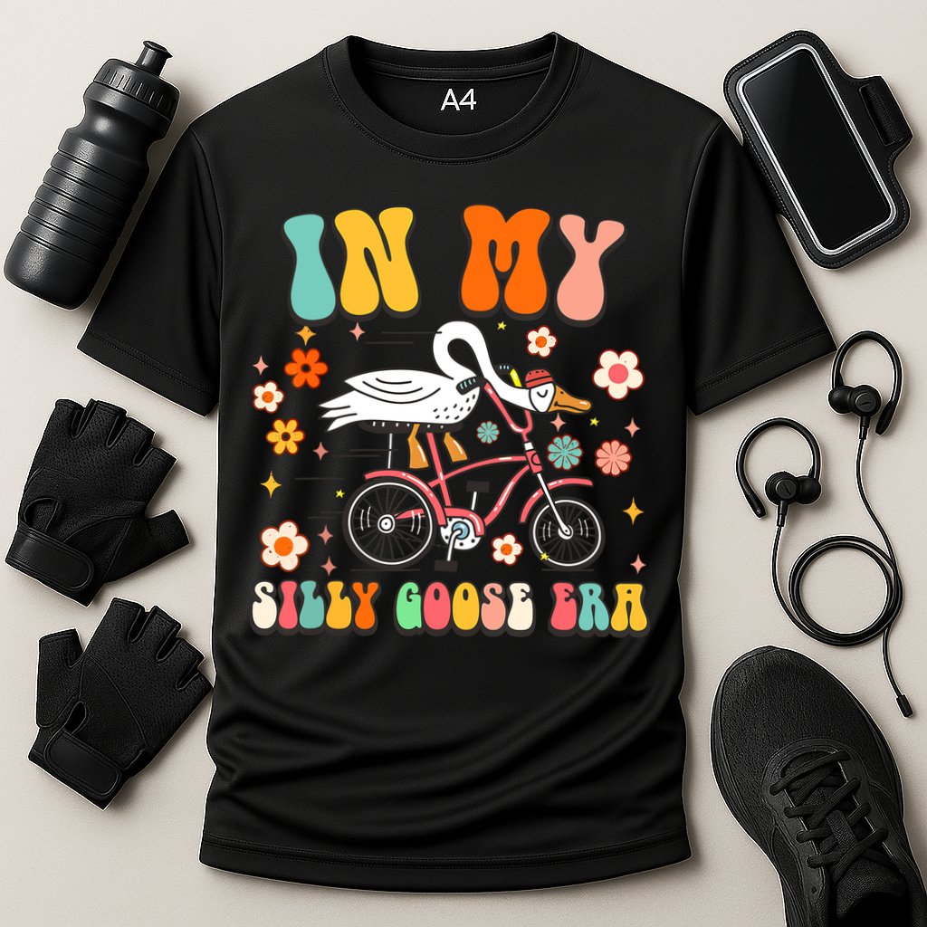 Groovy In My Silly Goose Era Funny Duck Saying Goose Meme Performance Shirt