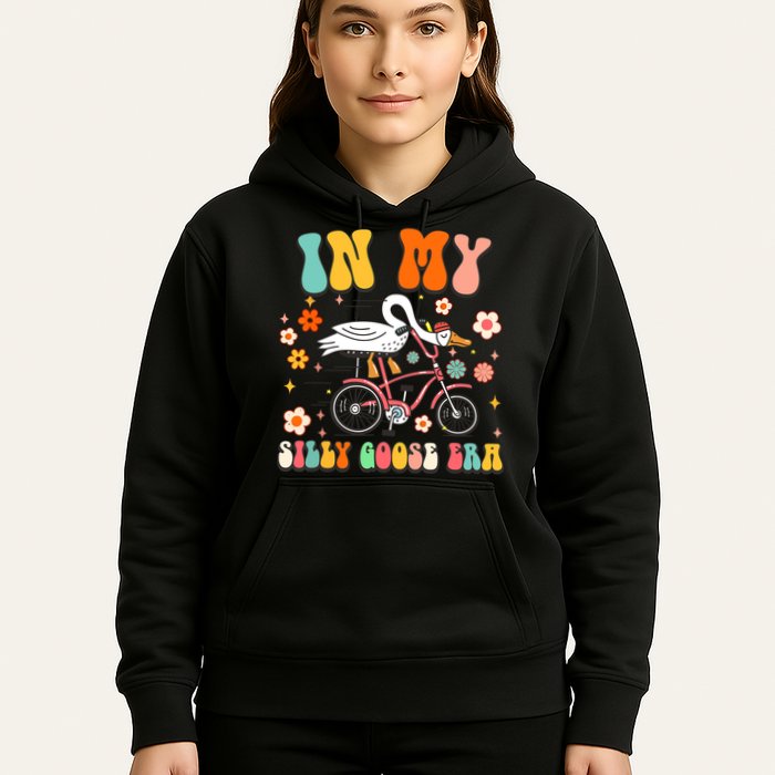 Groovy In My Silly Goose Era Funny Duck Saying Goose Meme Hoodie