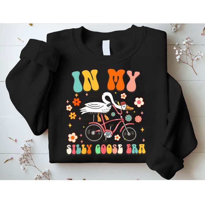 Groovy In My Silly Goose Era Funny Duck Saying Goose Meme Sweatshirt