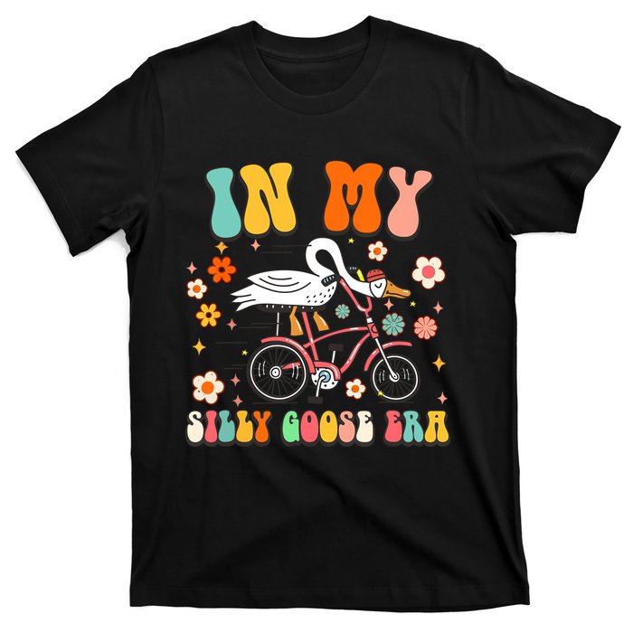 Groovy In My Silly Goose Era Funny Duck Saying Goose Meme T-Shirt