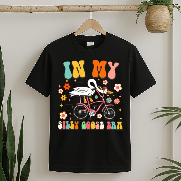Groovy In My Silly Goose Era Funny Duck Saying Goose Meme T-Shirt