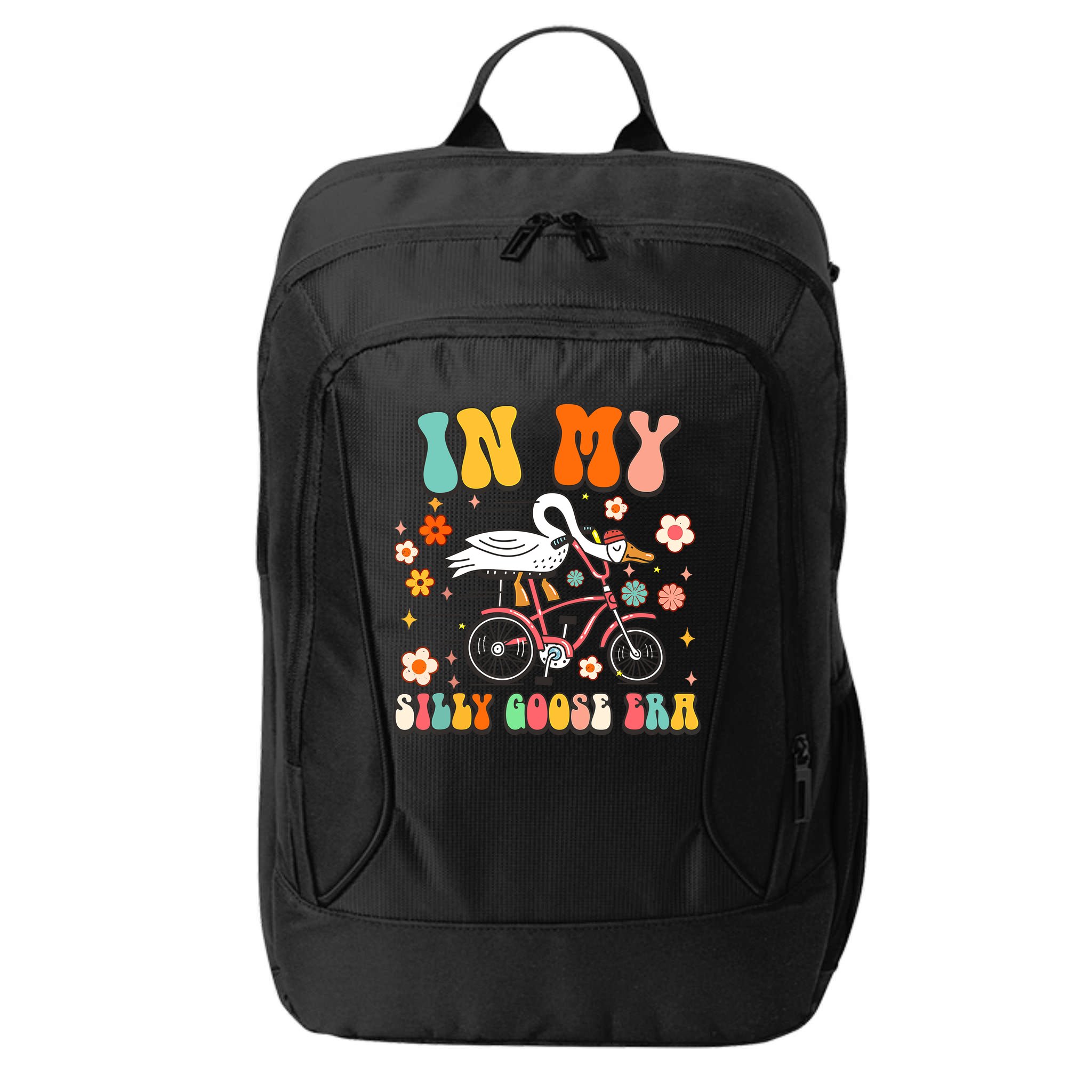 Groovy In My Silly Goose Era Funny Duck Saying Goose Meme City Backpack