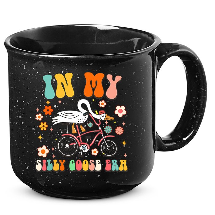 Groovy In My Silly Goose Era Funny Duck Saying Goose Meme 15oz Campfire Ceramic Mug