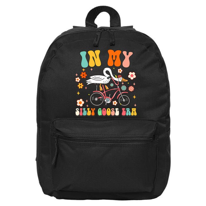 Groovy In My Silly Goose Era Funny Duck Saying Goose Meme 16 in Basic Backpack
