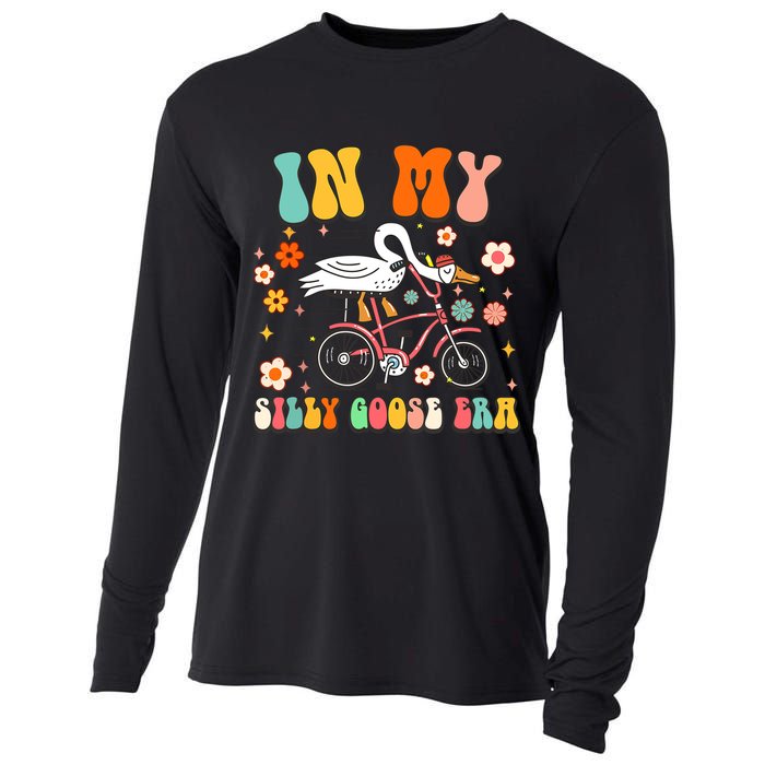 Groovy In My Silly Goose Era Funny Duck Saying Goose Meme Cooling Performance Long Sleeve Crew