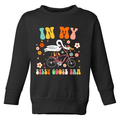Groovy In My Silly Goose Era Funny Duck Saying Goose Meme Toddler Sweatshirt