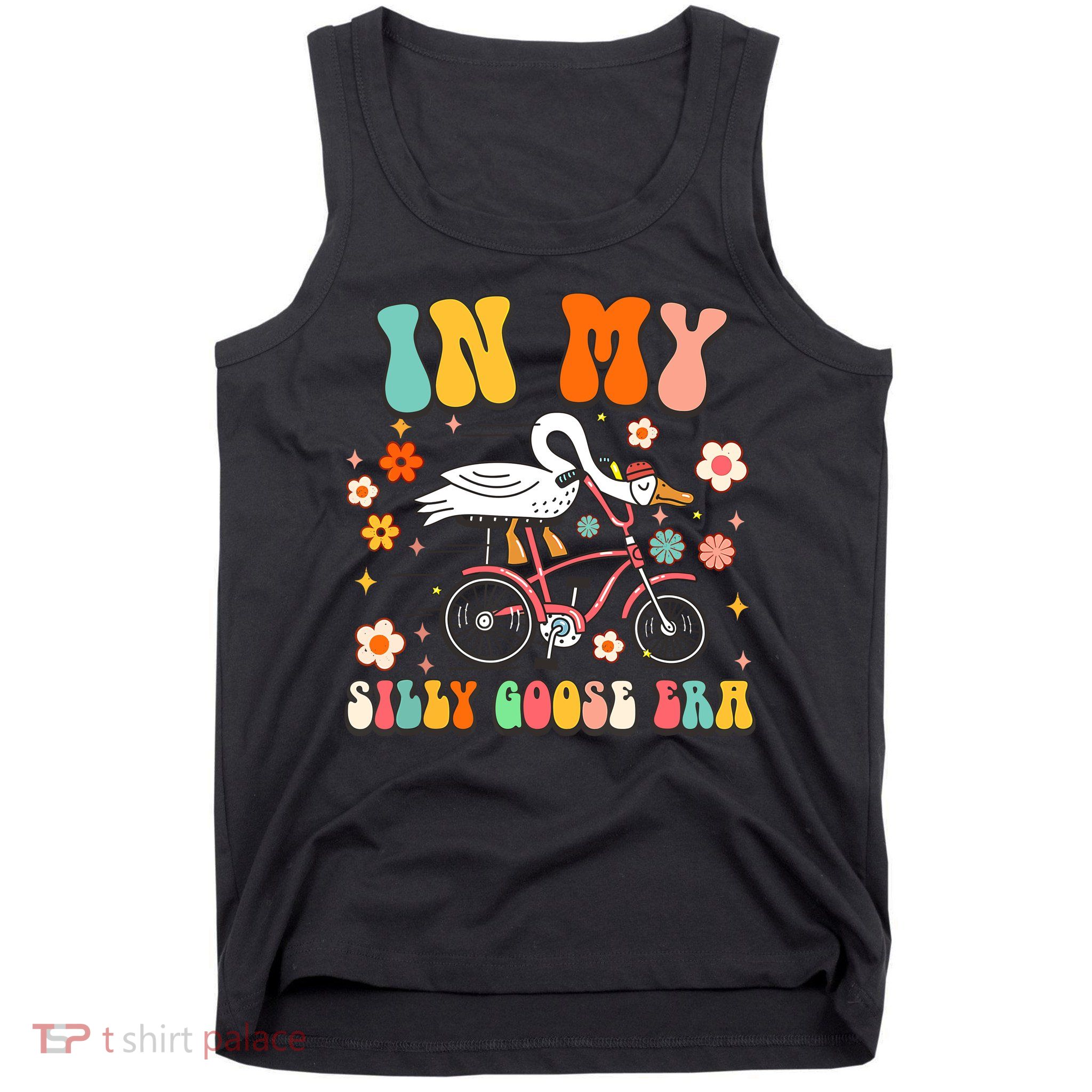 Groovy In My Silly Goose Era Funny Duck Saying Goose Meme Tank Top