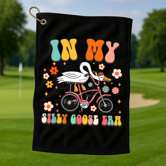 Groovy In My Silly Goose Era Funny Duck Saying Goose Meme Golf Towel