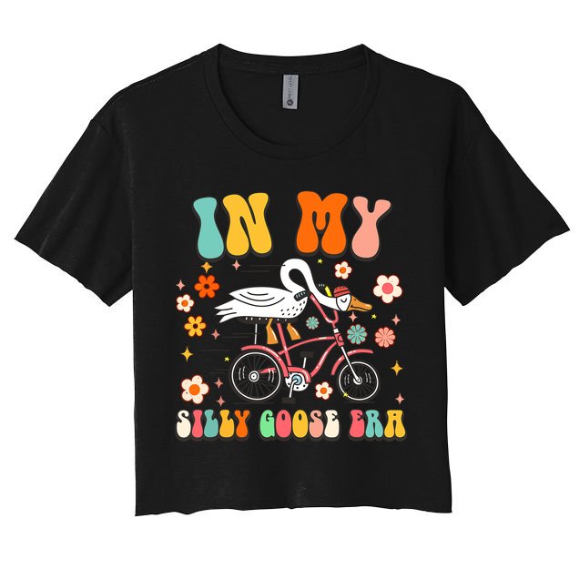 Groovy In My Silly Goose Era Funny Duck Saying Goose Meme Crop Top