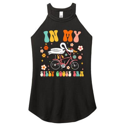 Groovy In My Silly Goose Era Funny Duck Saying Goose Meme Women's Perfect Tri Rocker Tank