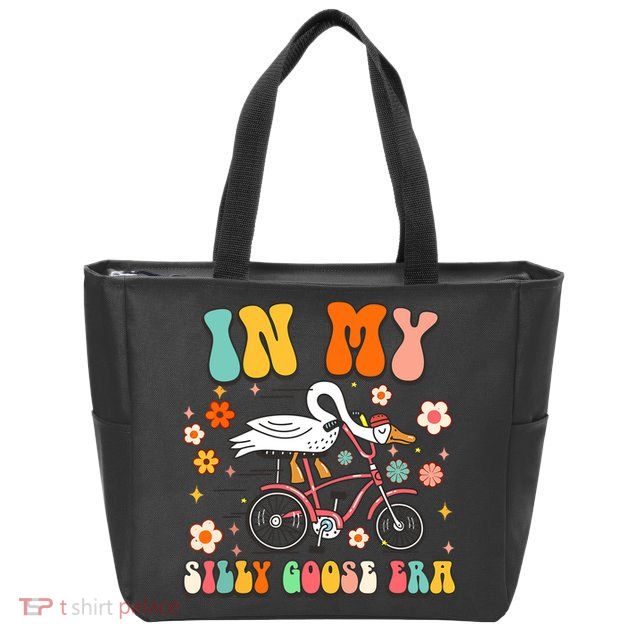 Groovy In My Silly Goose Era Funny Duck Saying Goose Meme Zip Tote Bag