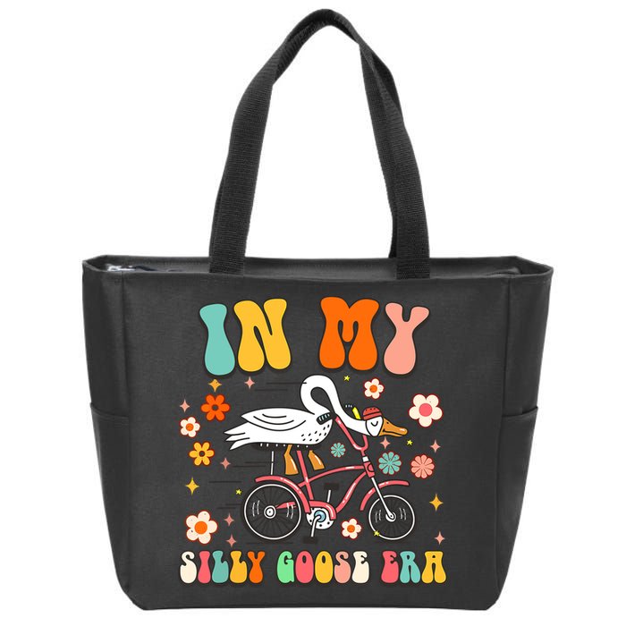 Groovy In My Silly Goose Era Funny Duck Saying Goose Meme Zip Tote Bag