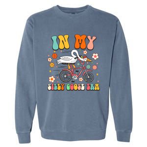 Groovy In My Silly Goose Era Funny Duck Saying Goose Meme Garment-Dyed Sweatshirt