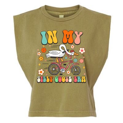 Groovy In My Silly Goose Era Funny Duck Saying Goose Meme Garment-Dyed Women's Muscle Tee