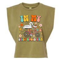 Groovy In My Silly Goose Era Funny Duck Saying Goose Meme Garment-Dyed Women's Muscle Tee
