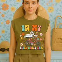 Groovy In My Silly Goose Era Funny Duck Saying Goose Meme Garment-Dyed Women's Muscle Tee