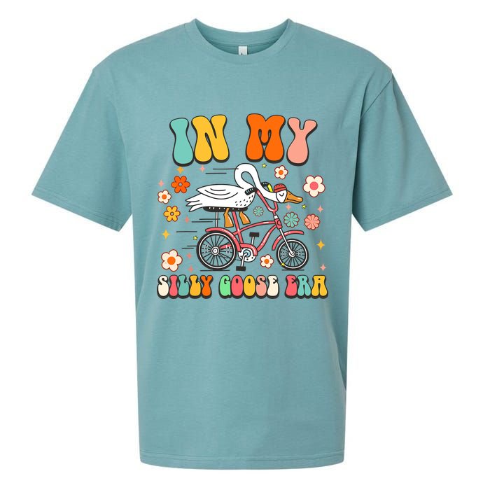 Groovy In My Silly Goose Era Funny Duck Saying Goose Meme Sueded Cloud Jersey T-Shirt