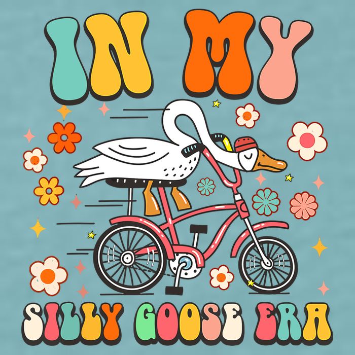Groovy In My Silly Goose Era Funny Duck Saying Goose Meme Sueded Cloud Jersey T-Shirt
